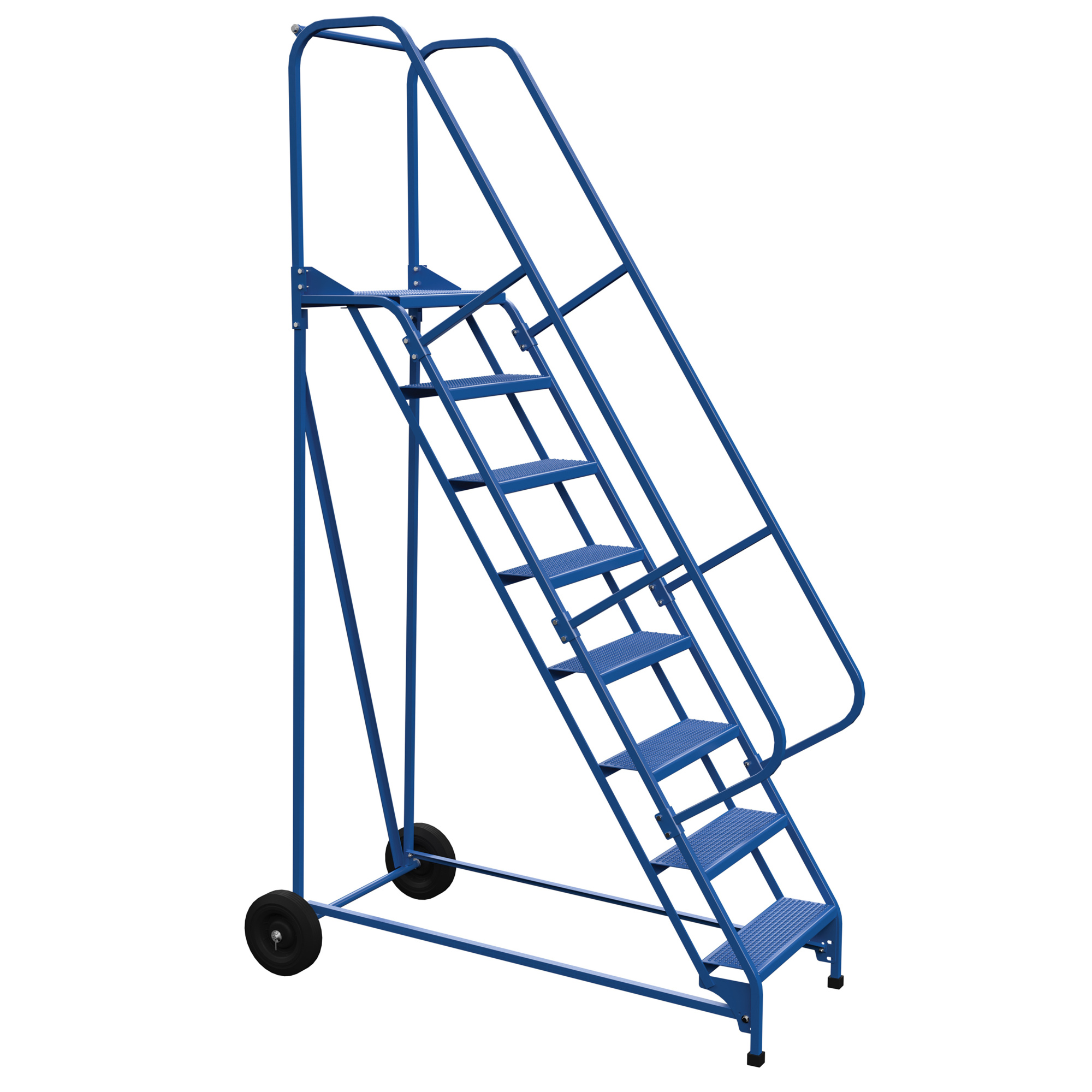 Vestil Perforated Folding Ladder - 8 Steps, 110in. Height, Steel, Removable Hand Rails, Model# LAD-RAF-8-24-P